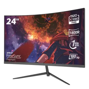 24" FHD 180Hz 1ms Slightly Curved Gaming Monitor, 100% sRGB, Borderless, IPS, Speakers, VESA, Great for Esports & Gaming Setup