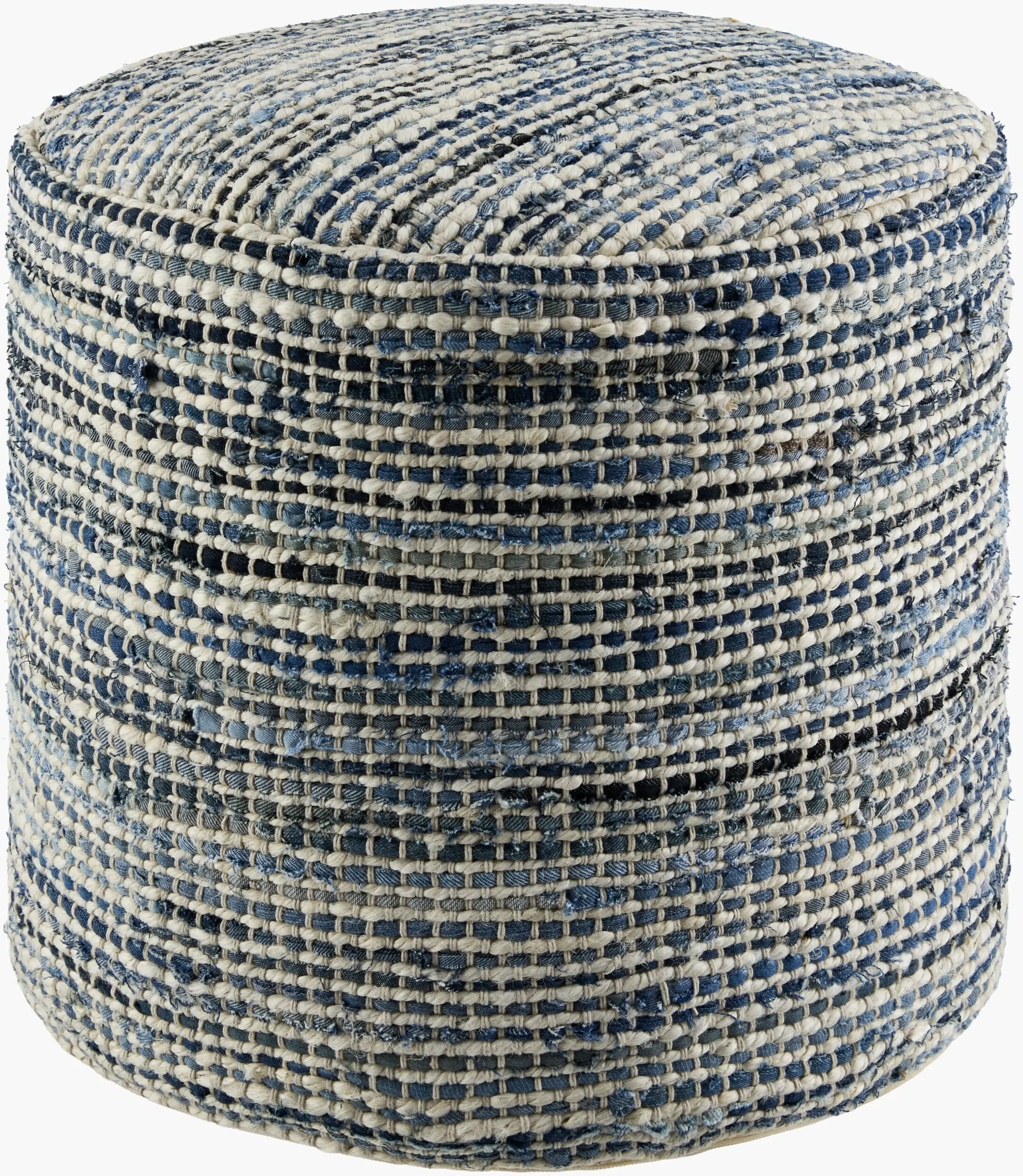 Rich Dark Gray Traditional Pouf with cotton details for casual extra seating or footrest