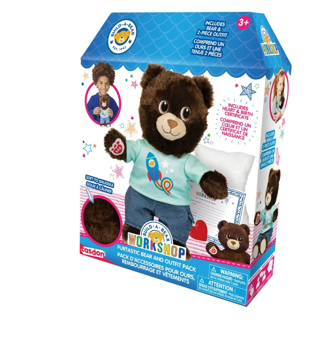 Casdon 12150 Unisex Build a Bear Workshop Furtastic Bear & Outfit Pack - Style 2 Rocket