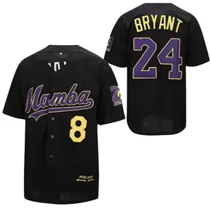 Men's Mamba #8-24 Embroidered Polyester Baseball Shirt for Competition & Training - Spring Summer Autumn Wear - Vintage Basketball Jersey & Stylish Athletic Outfit Christmas gifts SpringStatements