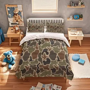 3-piece camouflage printed bedding set, including 1 duvet cover and 2 pillowcases, unfilled, soft and comfortable home bedroom bedding
