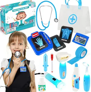 Kids Doctor Play Set, 15 PCS Doctor Kit for Toddlers Ages 3-5, Doctor Set with Real Stethoscope, Pretend Play Medical Kit for Boys & Girls
