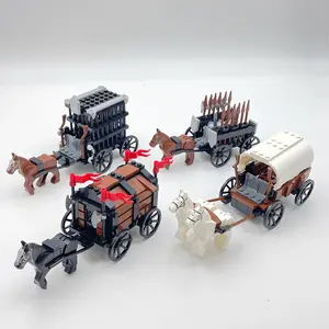 Medieval Ancient Chariot Transport, Western Chariot, Prisoner Chariot, Small Particle Building Block Assembly Transport, Building Block Sets, Building Block Model, Creative Building Blocks