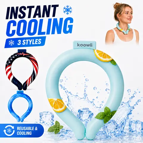 Koowii Neck Cooling Tube, Lightweight Ice Ring Cooler Wearable Body Cooling Products, Neck Coolers for Summer Heat Relief