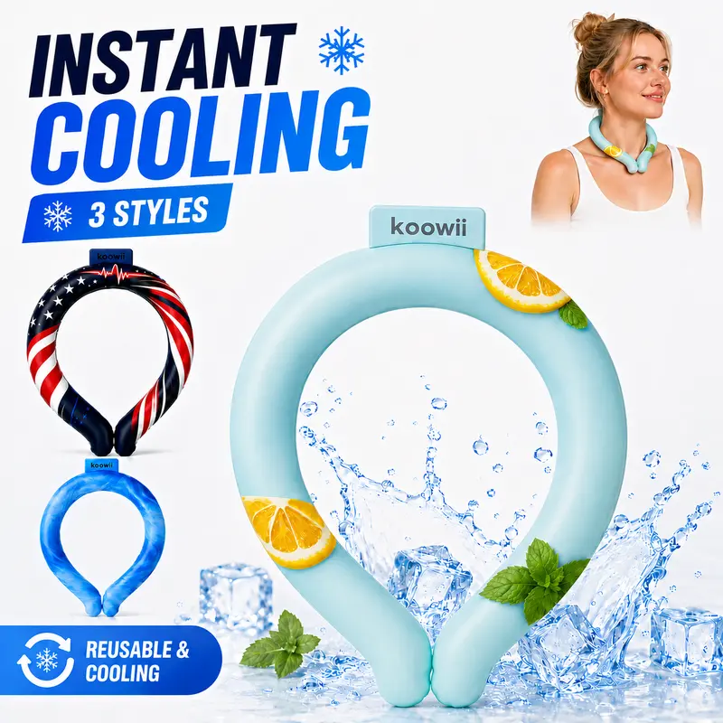 Koowii Neck Cooling Tube, Lightweight Ice Ring Cooler Wearable Body Cooling Products, Neck Coolers for Summer Heat Relief