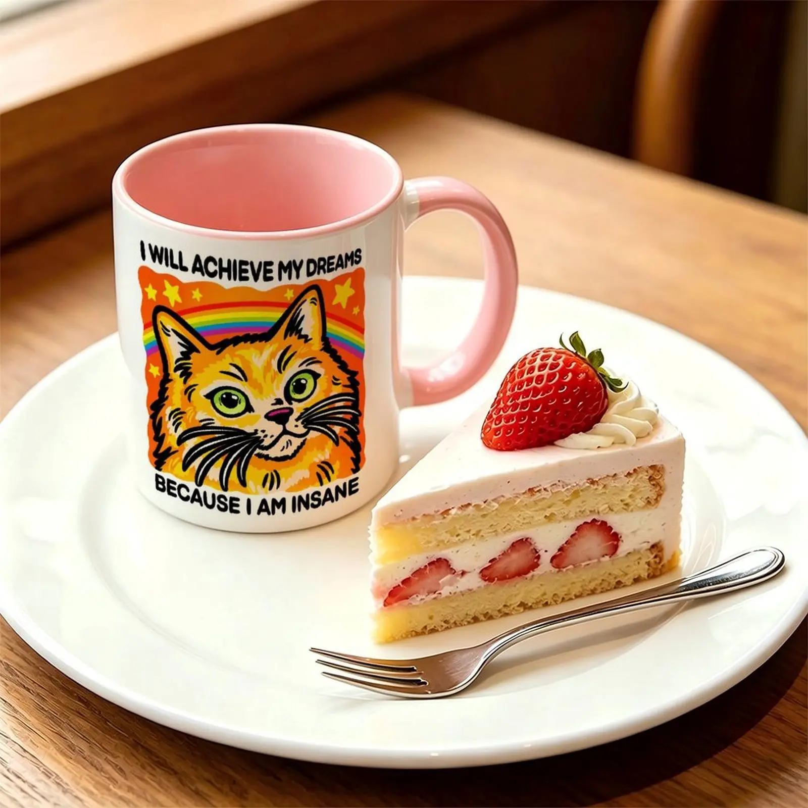 Funny Orange Cat Mug Gift Unhinged Humor Mental Health Affirmation Ironic Mug Meme Gift for College Student New Apartment Gift New Job Cup