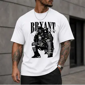 Men's Retro Kobe Bryant Graphic T-Shirt, Basketball Legend Menswear, Casual Office Short-Sleeve Breathable Soft Fan Top
