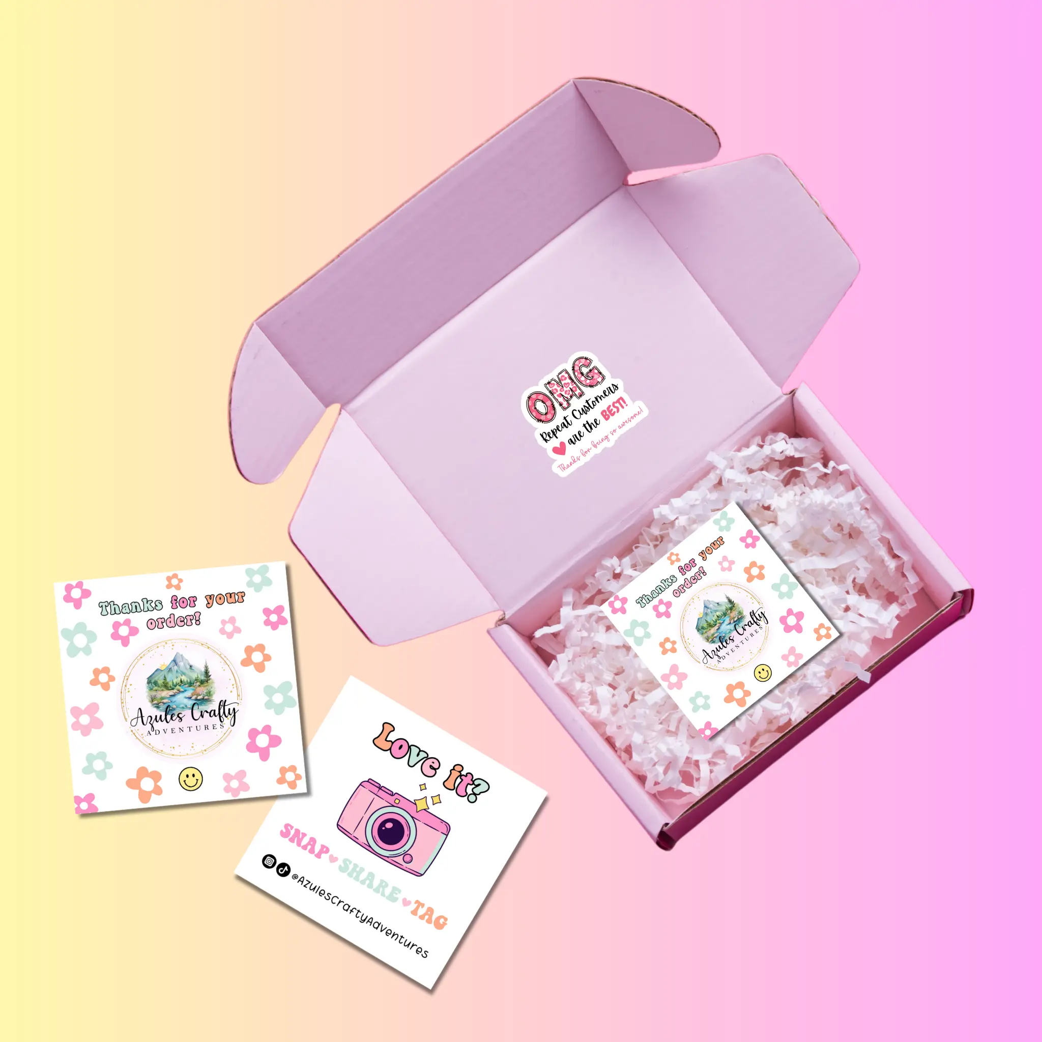 Custom "Snap Share and Tag" Thank You Cards - Boost Customer Loyalty & Social Engagement