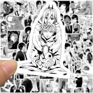 10/30/50/100pcs Black White Chainsaw Man Anime Stickers DIY Skateboard Luggage Helmet Phone Cool Cartoon Graffiti Decals Kid Toy