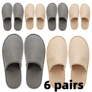 6 Pairs Spa Slippers, Non Slip Disposable Slippers For Guest, Washable Reusable, Which Can Be Used As Women Men, House, Indoor, Bathroom, Bedroom, Hotel, Bride Slippers Footwear Boy