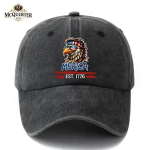 Merica 1776 Hat, Patriotic Eagle Washed Hat, USA Dad Hat Vintage Baseball Cap, American Flag Freedom Cap, Independence Gift Hat