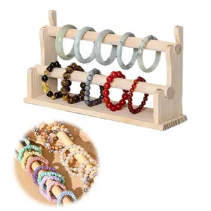 Wooden Bracelet Display Stand Multi Layer Bangle Storage Rack Multi-Function Bangle Scrunchie Organizer for Watch Bracelet Scrunchie