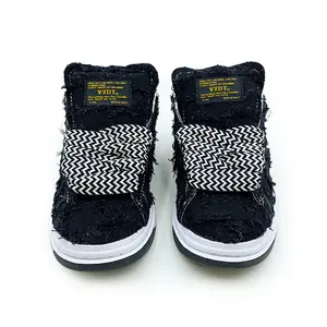 Men's New Plus Size Low-Top Platform Black Plaid Casual Trainers - Raw Edges, Light Luxury Feel, Versatile Fashion Shoes for Couples, Walking & Training Use