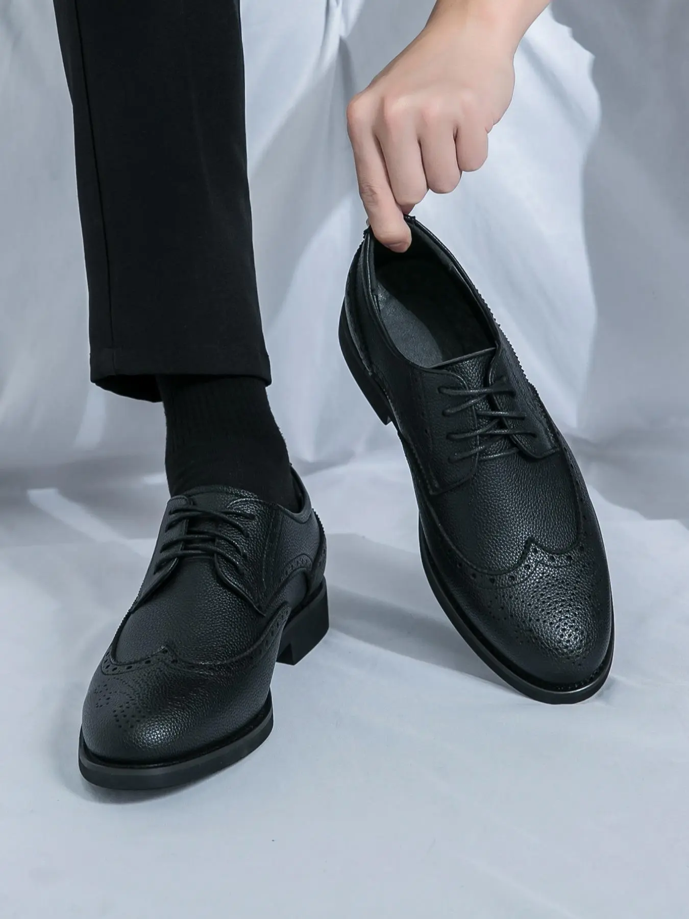 Men's Business Formal Lace Up Closed Dress Shoes, Classic Fashionable Pointed Toe Shoes for Work Office, Male All-match Commuter Shoes for Daily Wear, Boy, Casual Oxford, Business Style Shoes