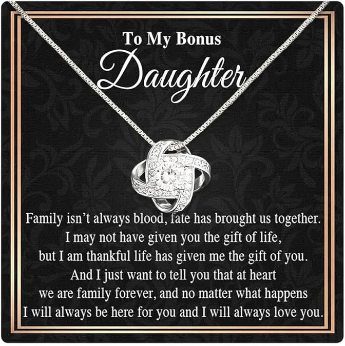 Bonus Daughter Gifts from Stepdad, Step Daughter Gifts from Stepmom, Stepdaughter Gifts from Stepdad, Father Stepdaughter Necklace, To My Bonus Daughter Necklaces, Christmas Gifts for Bonus Daughter