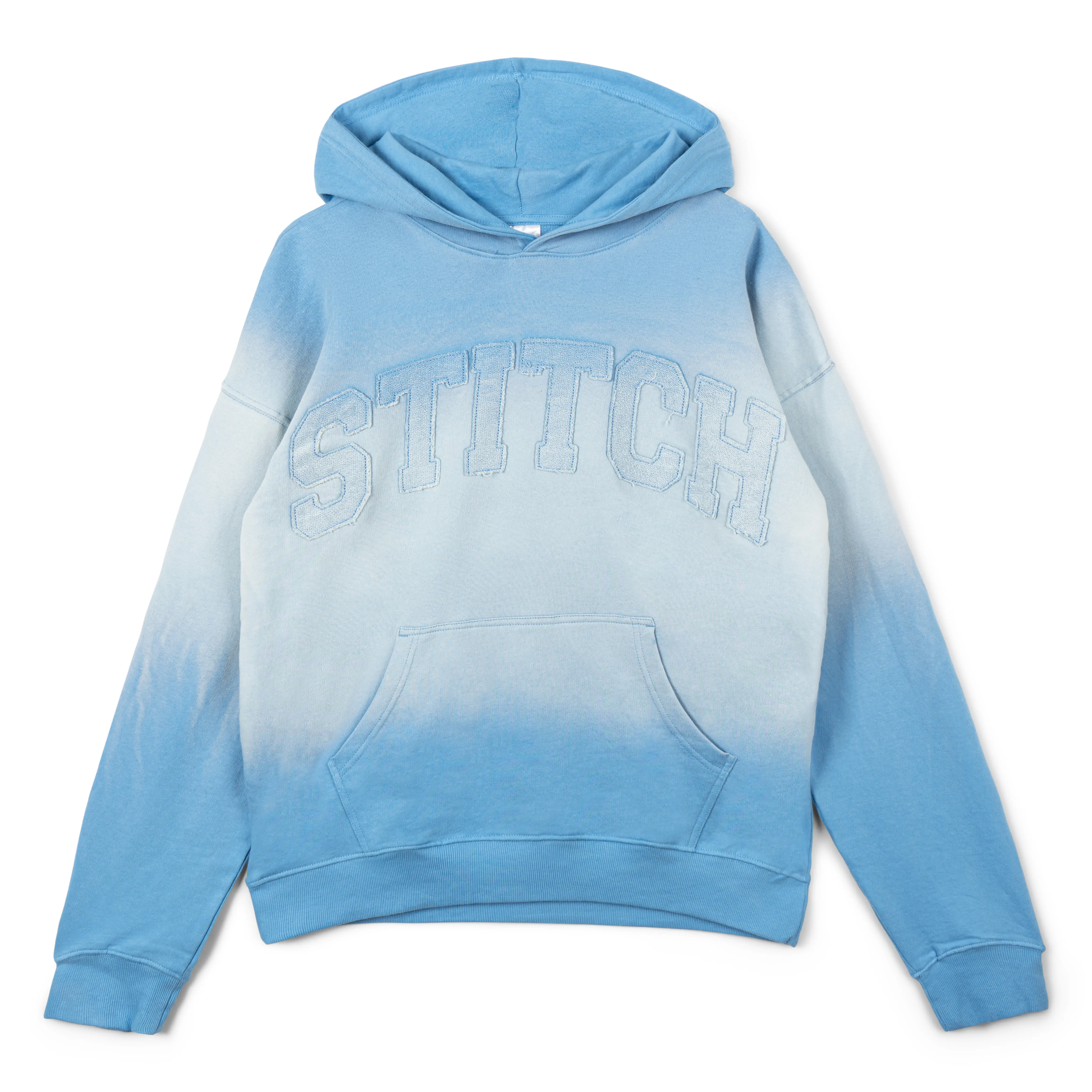 Disney Lilo & Stitch Girls' Long Sleeve Graphic Hoodies, Navy Blue Ombre Colorblock Casual Wear Allover Print Hooded Sweatshirt, Stitch Logo, Relaxed Cut, Female Sweatshirt, Athletic Varsity Numerals