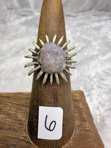 One-of-a-Kind Raw Lepidolite Ring #6 | Handmade Adjustable Hypoallergenic Crystal Jewelry