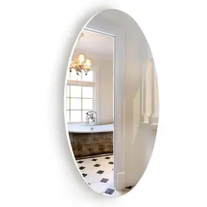 Wall mounted dressing mirror frameless oval vanity mirror makeup mirror for bathroom bedroom living room horizontal or vertical