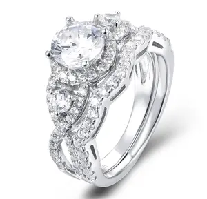 925 Sterling Silver Cz Wedding Band Engagement Rings Set Women Sz 2.5-15 W0053A