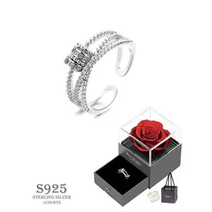 S925 Sterling Silver Rotating Bead Ring, Fashion Jewelry for Party, Daily Decor, Trendy All-match & Exquisite Jewelry for Birthday Gift