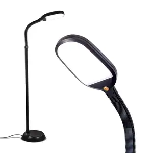 Brightech Litespan - Bright LED Floor Lamp for Crafts and Reading - Estheticians' Light for Lash Extensions - Natural Daylight Lighting for Office Tasks - Adjustable Gooseneck Pole Lamp