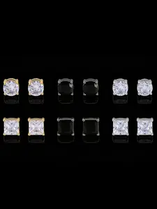 4Pcs Hot Sale Non-Pierced Earrings, Zircon Magnetic Clip On Earrings for Men Women