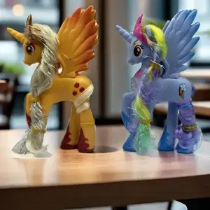 Anime Pony Figurine 5.51", Cartoon Statue for Collection & Decoration