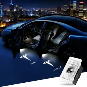 2PCS Tesla Door Logo Lights for Car Door Never Fade  HD LED Puddle Lights compatable with Model Y 3 S X, Premium Tesla Door ghost shadow Projection Lights, Easy Installation Car Accessories