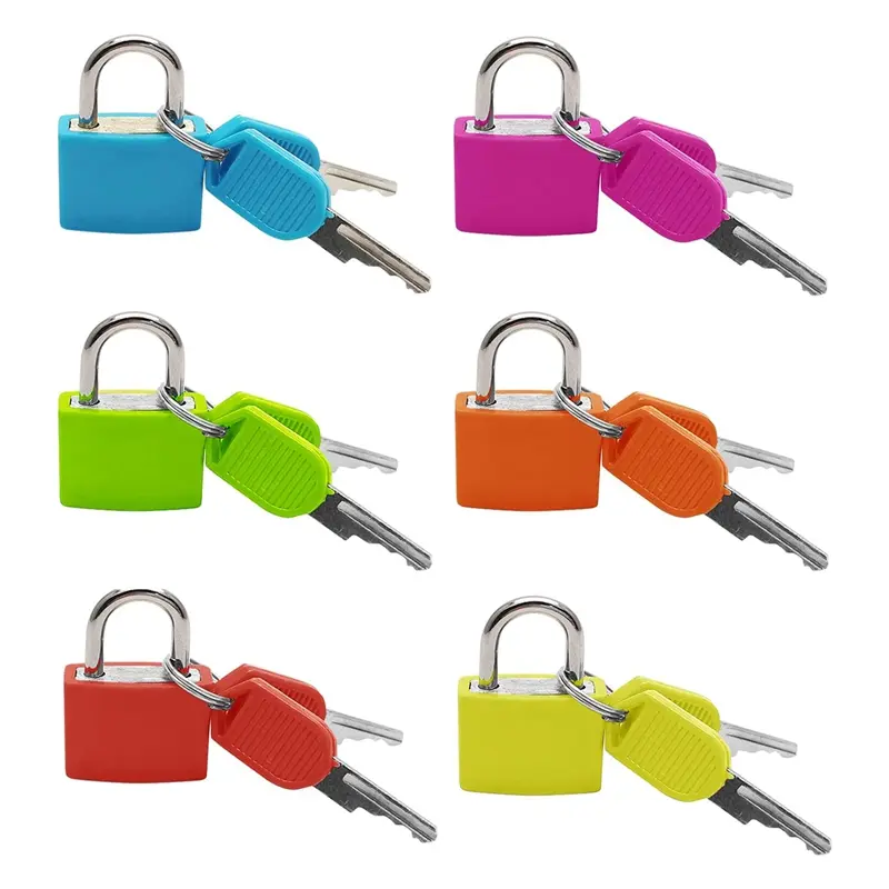 6Pcs Compact Classic Metal Lock and Key Suitcase Locks, Sturdy Small Mini Keyed Padlocks for Travel, School (Car Exterior Decoration Accessory, Christmas/Mother's Day Gift Option)