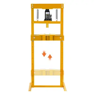 Garvee 12 Ton Hydraulic Shop Press, Heavy Duty H-Frame Floor Bearing Press with Steel Plates & Adjustable Bed, for Garage Bending, Bearing, U-Joint, Metalworking (Yellow)