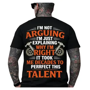 Funny "I'm not arguing, I'm just explaining why I'm right" printed T-shirt, sarcasm-style mechanic short sleeve, unisex, casual cotton breathable