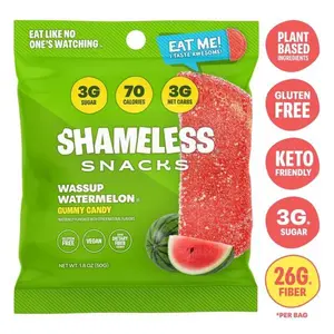 Watermelon Sour Gummies Low Sugar Candy (50g) Low Calorie Keto Candy ow Calorie Sour Watermelon Gummies (70 Calories) | Keto Friendly | High Fiber Healthy Candy