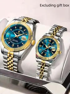 POEDAGAR Classic Luxury Couple Quartz Watch Stainless Steel Date Couple Watch Waterproof Night Light luminous waterproof watch Fashion Watch