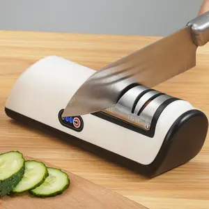Electric Knife Sharpener Kitchen Vegetable Fruit Knives, Rechargeable Quick Professional Sharpening Machine, Coarse Fine Grinding, Stainless Steel
