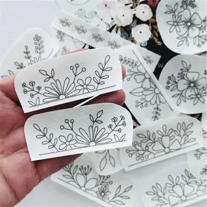 Water-Soluble Embroidery Patch, Hand Embroidered, Hand Sewn Stabilizer, Pre-Printed Flower Design, Ideal for DIY Crafts, Model Xinghao A103