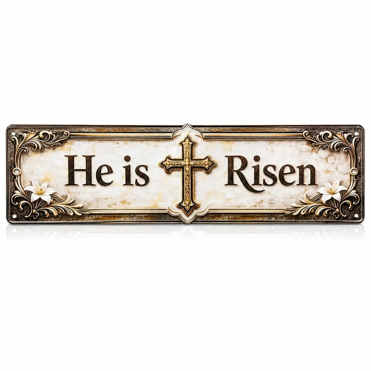 He Is Risen Metal Sign 4x16in Easter Religious Plaque for Church Home Wall Christian Gift
