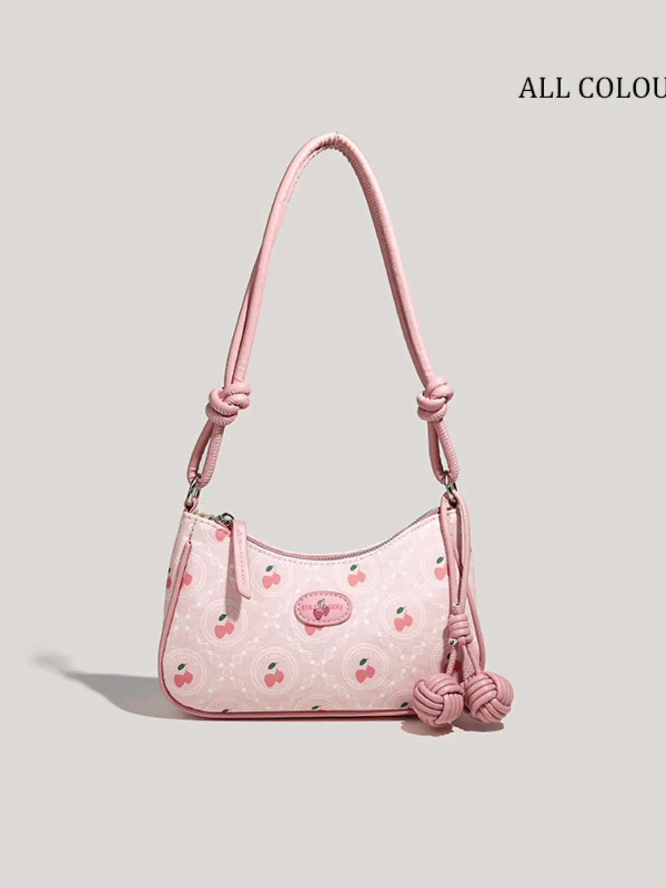 Cute Strawberry Knot for Women, Trendy Underarm Bag, Hand Shoulder Bag, Casual Crossbody Bags, Daily Use Commuter Bag, Fun Pet Design, All Seasons, Fashion Crossbody Handbag, Cute Purse, Fashionable Purse