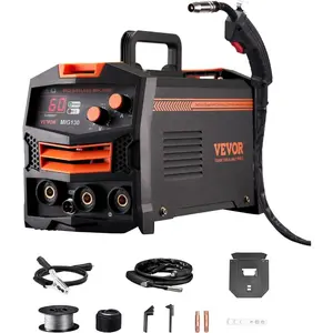 VEVOR Pro MIG Welder, 200A Pluse Mig Welding Machine, 5-in-1 Synergic Welder Machine MIG Pluse/Gas MIG/Flux Core MIG/Stick/Lift TIG, 110V/220V Dual Voltage Aluminum Mig Welder with LCD Screen DisplayVEVOR Super Brand Day
