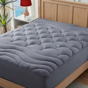 King Mattress Pad for Back & Hip Pain Relief, Pillow Top Cooling Bed Topper Quilted Fitted, Hotel Quality Deep Pocket Soft King Mattress Protector Cover Washable (78x80 inch, Grey)