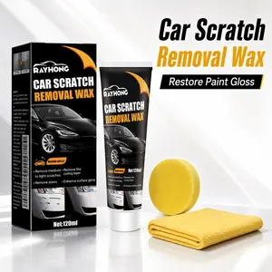 Car Scratch Removal Wax Kit 120ml, Auto Paint Scratch Repair Polish with Sponge and Towel, Helps Reduce Light Scratches and Scuff Marks