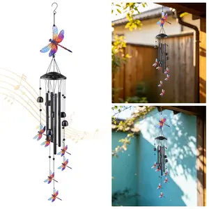 Dragonfly Wind Chimes for Outside, Garden Decor with Calming Melodic Tones for Relaxation, Beautiful Garden Gift for Women and Plant Lovers