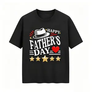 Happy Father’s Day Vintage Fedora Hat Golden Star Dad Gift Men’s T‑Shirt