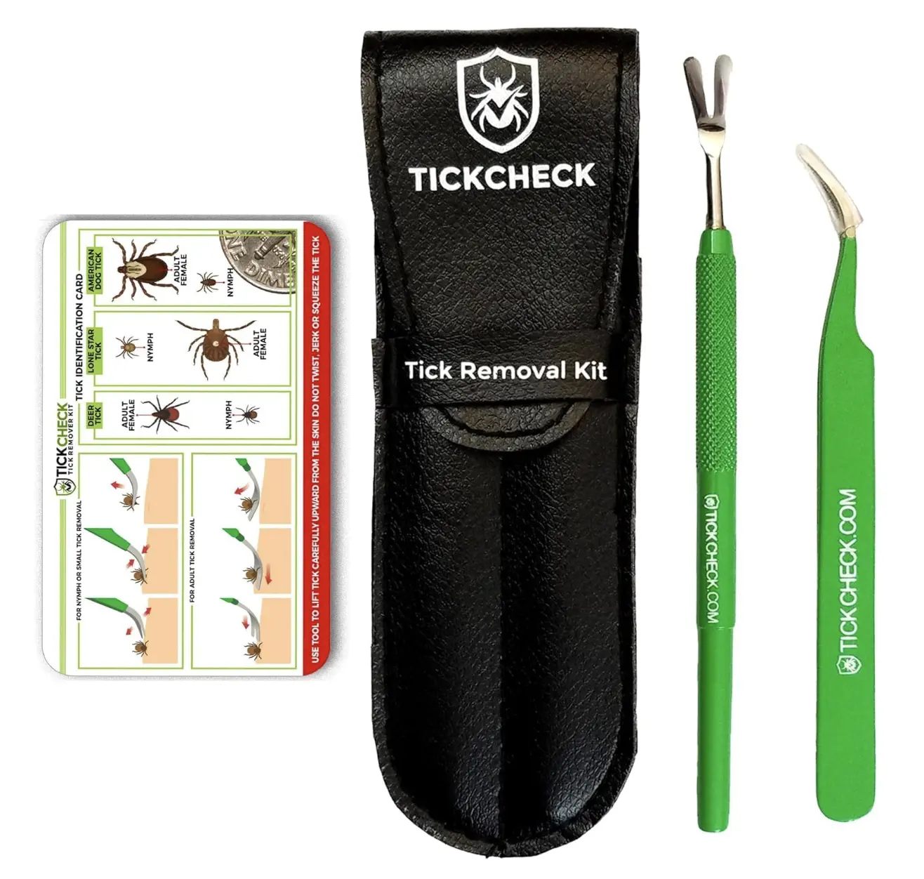 Tick Removal Tool Kit for Humans & Pets – Stainless Steel Tick Remover Tweezers with Tick ID Card & Travel Pouch