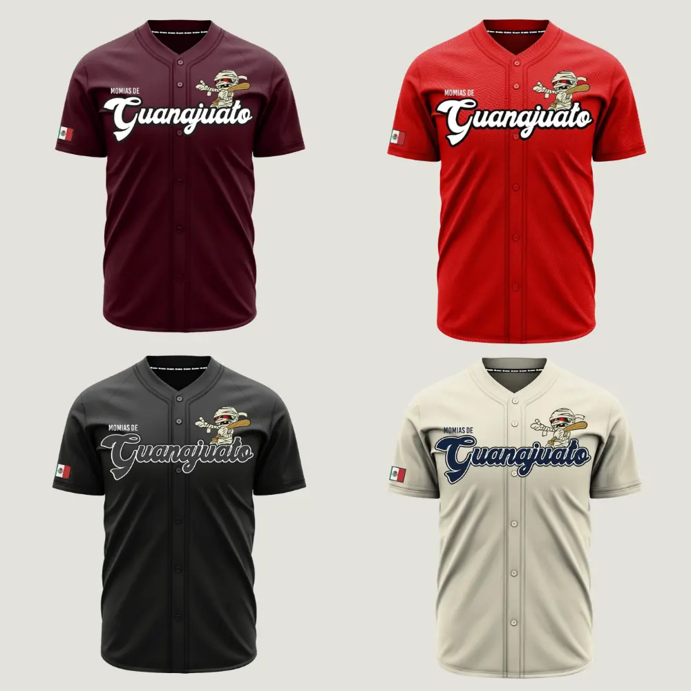 Momias de Guanajuato Mexico Baseball Jersey – Mexican Heritage Button-Up Shirt, Vintage Mummy Graphic Jersey, Unisex Sports Apparel