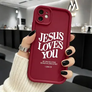 Phone case for iPhone 17 Pro Max 16 Plus 15 14 13 12 11 Air E Writing style JESUS Full Body Protection Shockproof Soft Silicone Cover