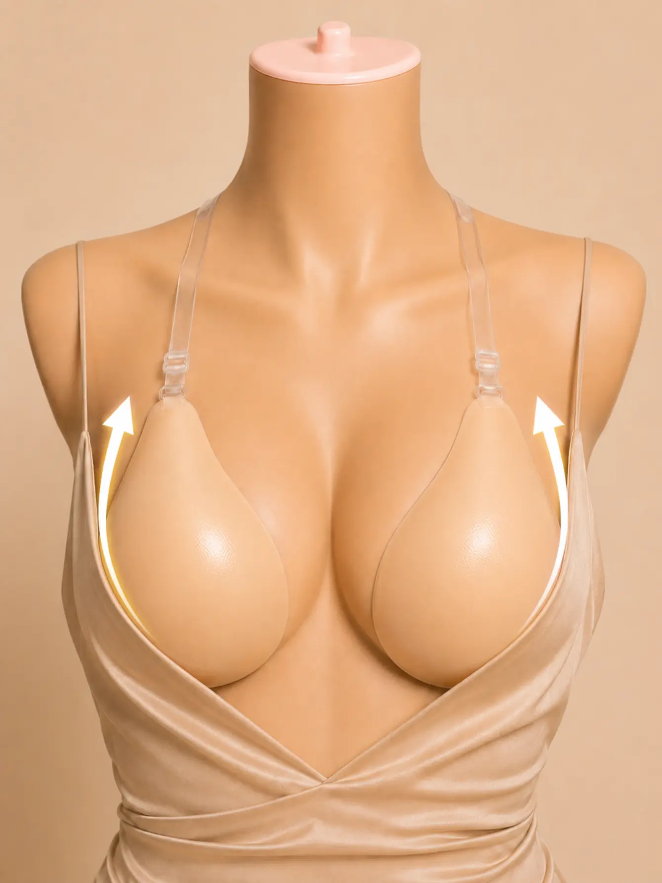 Self-Adhesive Silicone Bra,Invisible Bras, Strapless Invisible Nipple Covers,Spoon Shape Underwear, Large Cup Seamless Smooth Push-Up Fit,Non-Slip Reusable Skin-Friendly Breathable, Suitable for Daily Wear, Evening Party, Wedding, Beach, Prom adhesive bra
