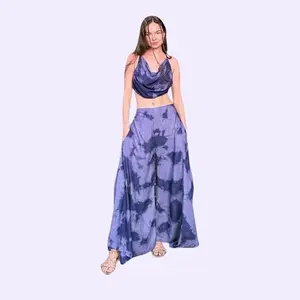 Boho Tie Dye Pants Wide Leg Hippie Beachwear Summer Festival Outfit Flowy Indigo Lounge Pants Unique Gift for Her
