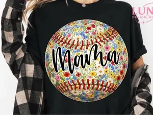 Floral Baseball Mama T-shirt.
