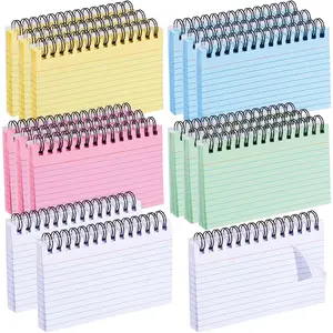 750 count/ 15 Pads Spiral Index Cards 3x5 Inch Ruled Flash Cards with Ring Colorful Punched Lined Note Card Book Flashcards for Student Teacher School College Memory Learning Studying