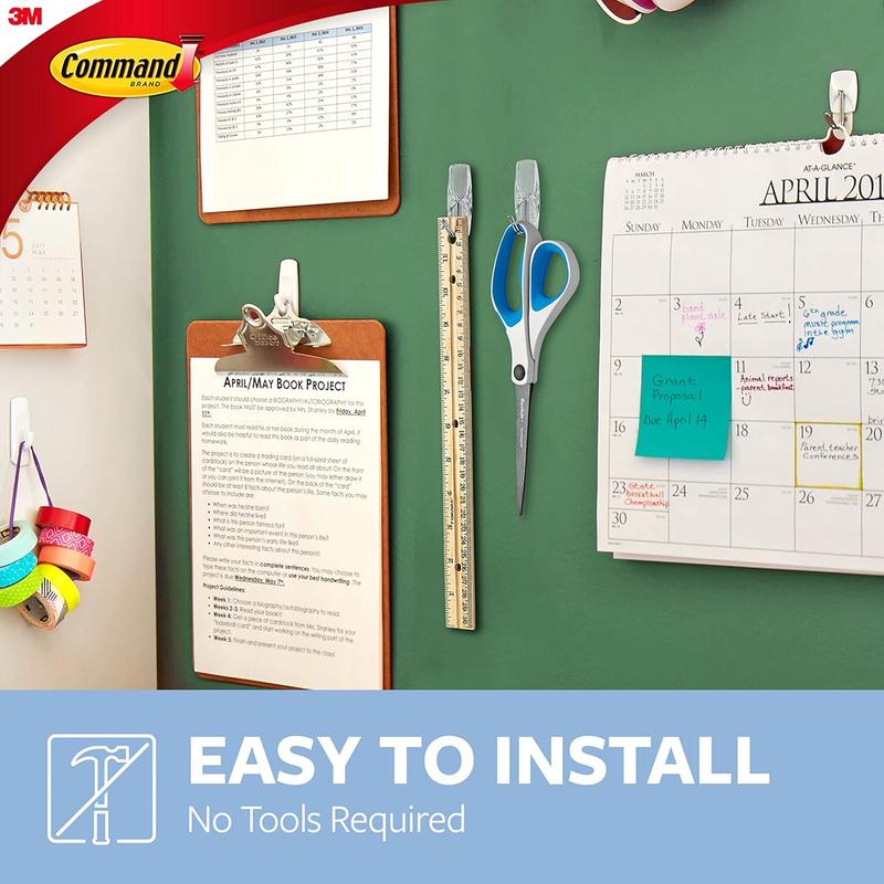 Command Medium Wire Toggle Hooks, Damage Free Hanging with Adhesive Strips, No Tools Wall Hooks, 6 Clear Hooks and 8 Strips